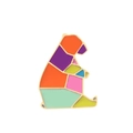 Broche ours géométrique en origami coloré avec des contours artistiques en métal doré - Ours - Style 7