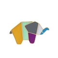 Broche éléphant origami colorée avec panneaux en émail et bordure dorée - Éléphant - Style 11