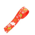 Red Christmas grosgrain ribbon with white snowflakes and gingerbread man patterns - 2.5cm Red Gingerbread Man Hat Ribbon (1 Yard)