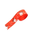 Red Christmas ribbon roll with white reindeer and snowflake patterns for gift DIY - 2.5cm Red White Reindeer Snowflake Ribbon (1 Yard)