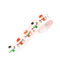 Pink Christmas ribbon roll with festive snowman and reindeer patterns for gift wrapping - 2.5cm Pink Top Hat Snowman Ribbon (1 Yard)
