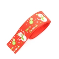 Red Christmas grosgrain ribbon with white snowmen and Merry Christmas text for gift wrapping - 2.5cm Red Snowman Merry Christmas Ribbon (1 Yard)