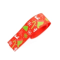 Red Christmas ribbon roll with white snowflake and green candy cane patterns for DIY gifts - 2.5cm Red Candy Cane Christmas Sock Ribbon (1 Yard)