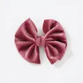 Soft velvet bow hair clip for girls in vintage rose pink with a silky pearl luster finish - Deep Rose Pink