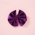 Soft purple velvet bow hair clip for children with high-quality scalloped edge finish - Purple