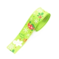 Green Christmas grosgrain ribbon roll with gingerbread man and snowflake patterns - 2.5cm Light Green Christmas Doll Ribbon (1 Yard)