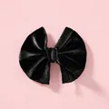 Classic black velvet bow hair clip for girls with soft scallop texture finish - Black