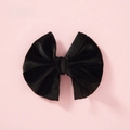 Classic black velvet bow hair clip for girls with soft scallop texture finish - Black
