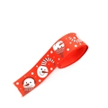 Red Christmas ribbon roll with cartoon snowmen and dots for gift wrapping and DIY bows - 2.5cm Red Long Nose Snowman Ribbon (1 Yard)