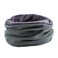 Winter knit thermal snood in grey with soft purple fleece lining for warmth - Adjustable / Army Green Fleece Lined
