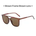Fashionable double bridge square sunglasses with tea frame and matching tea lenses - Tea Frame Tea Lens