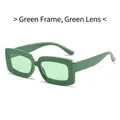 Fashionable square frame sunglasses in candy green finish with light green lenses - Green Frame / Green Lens