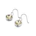 Elegant drop earrings featuring square cut pale yellow zircon set in silver metal mountings - Champagne (KE82679-GC)