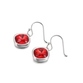 Elegant square red zircon drop earrings with silver base and hook closure for women - Light Red (KE82682-GC)