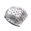 Winter windproof paisley print beanie cap in white knit fabric for men and women - White
