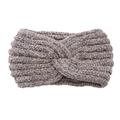 Winter dusty pink knitted twist headband made of soft chenille for ear protection - Coffee Gray