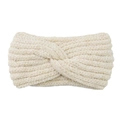 Chunky knit criss-cross headband for women in cream white soft chenille yarn - White