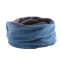 Close-up of blue denim-style neck warmer with soft dark gray fleece lining for warmth - Adjustable / Sky Blue Fleece Lined