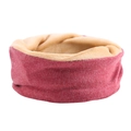 Detail view of red winter neck warmer with soft khaki fleece lining for warmth - Adjustable / Red Fleece Lined