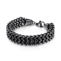 Vintage double V-layered stainless steel curb chain bracelet with lobster clasp for men - 22cm / Matte Black