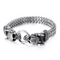 Bracciale teschio in acciaio al titanio argento con design punk vintage a squame - 19cm / Stile Teschio (KB115374-BD)