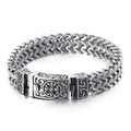 Silbernes Totenkopf-Punk-Armband aus Titan mit Fischschuppen-Muster und Vintage-Schnalle - 20cm / Retro Muster Stil (KB113829-BD)