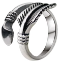 Vintage Silberring in Pfeilform mit verstellbarer Öffnung und Seilstruktur-Details - Silberne Pfeilfeder