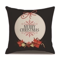 Detail of Christmas pillowcase with Merry Christmas text and festive holiday motifs - 18x18 Inch / 10/Festive Circle