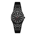 All-black stainless steel quartz watch for men with tapisserie dial and red second hand - Black Case Black Dial Women