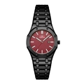 Men's steel quartz watch with black octagonal case and red checkered dial - Black Case Red Dial Women