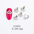 Ciondoli per unghie a corona argento con strass colorati su manicure rossa e pezzi sfusi - Corona-LF2923 / Argento/Multicolore