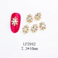 Detail of alloy nail art jewels LF2942 with golden base and AB iridescent rhinestones - Waterdrop-LF2942 / Gold/Iridescent