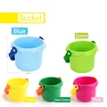 Five-color children's plastic beach bucket set with wavy edges and movable handles - Soft Rubber Small Round Bucket