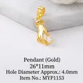 Handförmiger goldener Anhänger mit weißem Stein und Tropfenöse für DIY-Schmuckherstellung - 26*11mm / Gold
