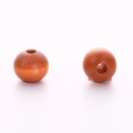 Spherical dark brown wooden beads with smooth finish and central hole for DIY jewelry - Light Coffee