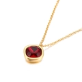 Elegant 13mm square red zircon pendant necklace with gold chain on white background - Wine Red (KN84666-GC)