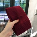 Knitted ribbed headband for yoga and facial washing in deep burgundy red wine color - Flat Band / Burgundy