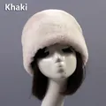 Winter khaki faux rabbit fur hat with thick plush lining for warmth and ear protection - One Size / Khaki
