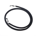 Detail of black suede sports eyewear strap with silver metal clips and rubber loops - Black