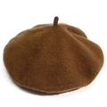 Classic dark brown wool beret hat in soft felt finish for women winter fashion - M (56-58cm) / Brown