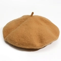 Classic camel wool beret hat in minimalist solid color style for women autumn and winter - M (56-58cm) / Camel