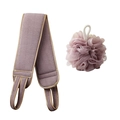Exfoliating bath set with light purple back scrubber and mesh shower puff sponge - 2-Piece Set (Back Scrubber + Bath Ball) / Purple Coffee