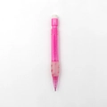 Primo piano di una mini matita a scatto rosa con glitter e gomma bianca sulla punta - Rosa
