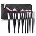 10pcs wave professional makeup brush set with black quilted zipper travel case - 10-Piece Wave Black With Bag