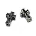 Ciondolo a croce stile punk con zirconi neri e foro traforato per creazione gioielli fai-da-te - Gunmetal Zirconia Nera
