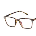 Classic tortoiseshell square eyeglasses frames with silver arrow metal accents - Tea Flower Pattern