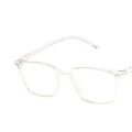 Classic transparent white square frame glasses with a minimalist Korean design - Clear White