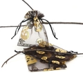 Halloween black organza gift bags with gold skull prints and drawstring closure - Black Gold Skull (W-04) / 9*12cm / Black/Gold