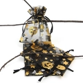 Halloween black organza gift bags with gold and silver foil pumpkin and ghost patterns - Black Gold Silver Star Pumpkin Ghost (W-03) / 9*12cm / Black/Gold/Silver