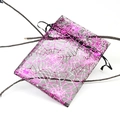 Pink sheer organza gift bag with spider web pattern for Halloween candy packaging - Pink Spider Web